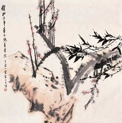 郭味蕖 己酉（1969年）作 梅花 镜心